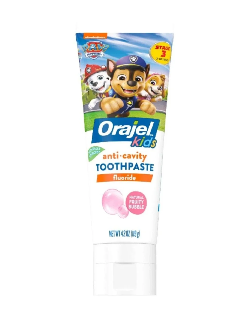 ⭐4/$15 Orajel Kids Paw Patrol Toothpaste Natural Fruity Bubble
